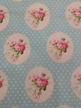 'Vintage Collection' Flowers in an Oval, Pure Cotton