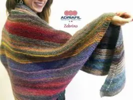 Large Knitted Shawl in Self Striping Adriafil Wool (Kit Pack)