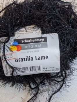 SMC Brazilia Lame Yarn, Aran Weight, Black/Silver 50g