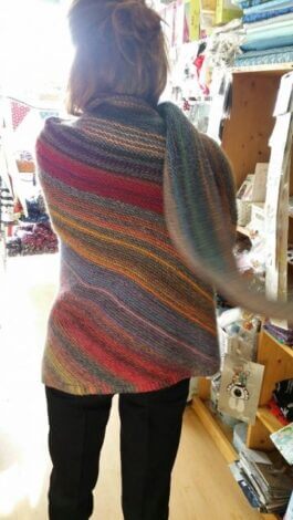 Large Knitted Shawl in Self Striping Adriafil Wool (Kit Pack)