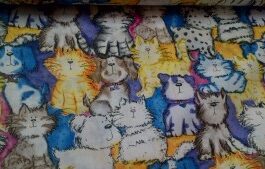 'Quizzical' Cats & Dogs Fabric