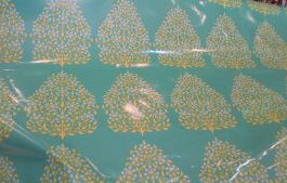 Laminated Cotton 'Henna Trees' Rowan 54" W