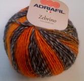 Zebrino by Adriafil, Self Striping Wool 50g Ball Orange/Grey