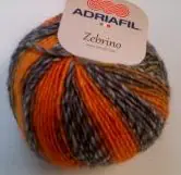 Zebrino by Adriafil, Self Striping Wool 50g Ball Orange/Grey
