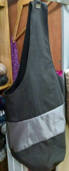 Boho Tote/Slouch Bag Hand Made XL Single Strap, Charcoal Gray, Lined