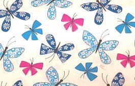 'Chasing Butterflies' Quilt Cotton Fabric Blue/White by Michael Miller