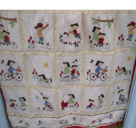 Retro Nursery Quilt Kit - Red/Cream 36" x 43"