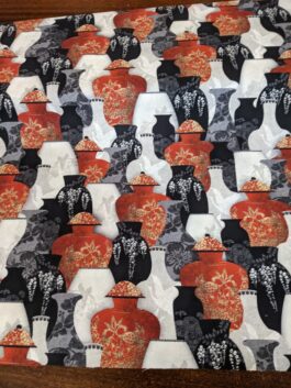 Japanese Ginger Jars/Vases Quilt Fabric, 100% Cotton by Blankquilting Design House