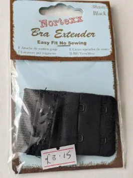 Black Bra Extender 38mm 2 Hook