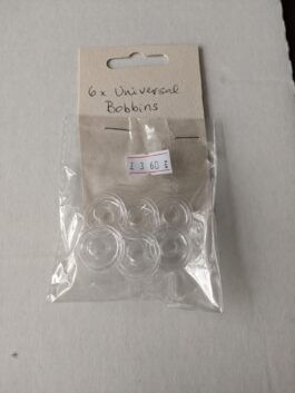 Pack of 6 Universal Bobbins Clear Plastic