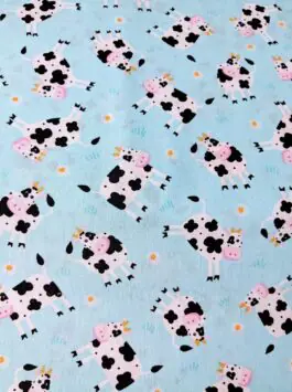 Black & White Cows Cotton Fabric on Blue Fat Quarter