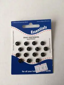 Snap Fasteners, Rustproof 7.5mm x 7mm Black Pack 15