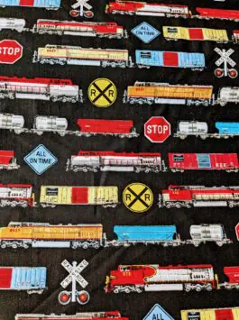 Trains, Trains, Cotton Fabric from Elizabeth Studio